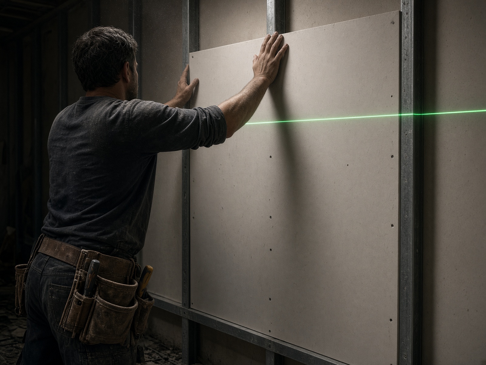 Montaža knauf gipsanih ploča uz zelenu lasersku liniju